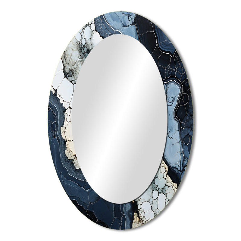 Miroir mural ovale en pierre bleue, H 36 po x l 24 po