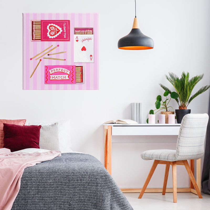 Toile romantique avec boîte d'allumettes de la Saint-Valentin, conception de Rachael Reese, H 24 po x l 24 po