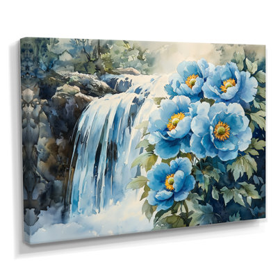 Pivoines par la cascade VI - art mural pivoines pour le salon