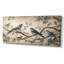 Quatre oiseaux bleus rétro sur une branche I - reproduction sur toile-87343821-135288313
