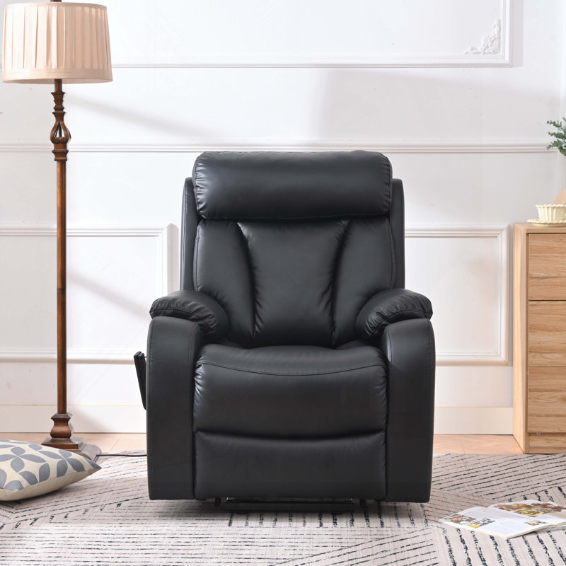Electric power lift recliner chair with side pocket, remote control, Noir
