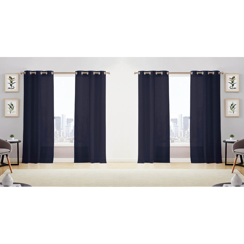 Rideau en polyester Taydan, Bleu marine, L 38 po x L 84 po