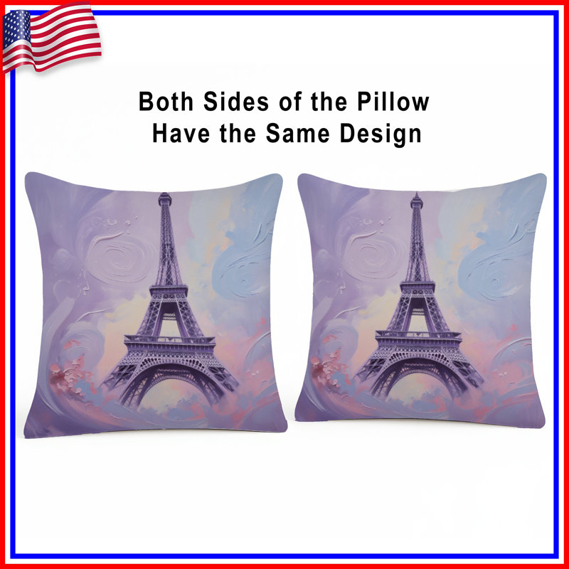 Coussin Tour Eiffel, coussins double face Architecture, 20 x 20 inches