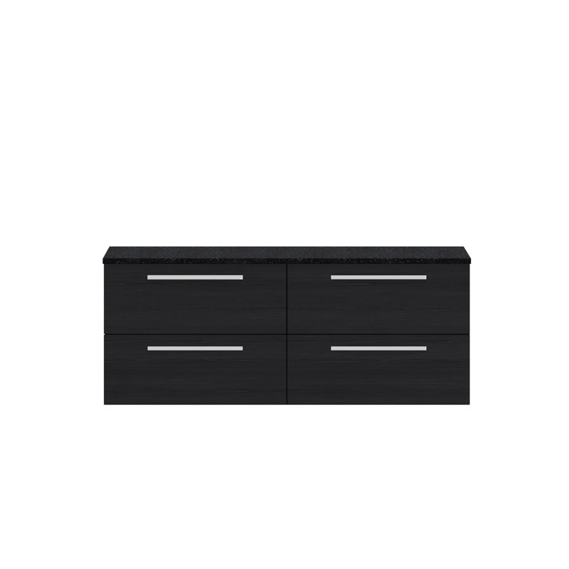 Quartet 144.1cm Double Bathroom Vanity Base Only, Charcoal Black
