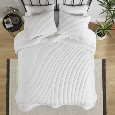 Ensemble d'édredon 3 pièces pour lit double / grand lit - blanc, bourre 350 g / m²