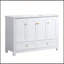 Meuble-lavabo blanc 48 po avec lavabo en résine et rangement abondant, portes et tiroirs à fermeture en douceur pour une élégance moderne-1120015764