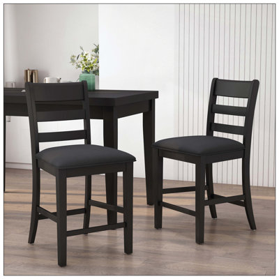 Farmhouse Upholstered Wood Counter Stool Set Ideal For Home Kitchen And Bar Seating Needs