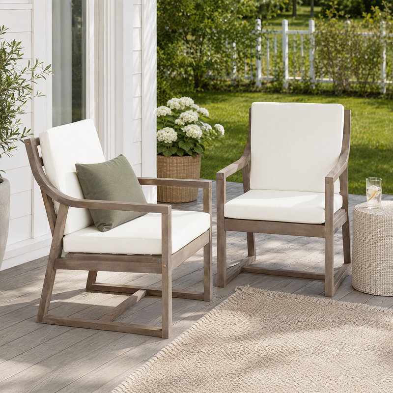Ensemble de 2 fauteuils d'extérieur résistants aux intempéries avec coussins amovibles - idéal pour les ensembles de salle à manger de patio