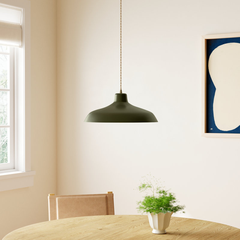 Fallon - Light Dome Pendant, Matte Green, 7.5" H x 15.5" W x 15.5" D, Antique Brass