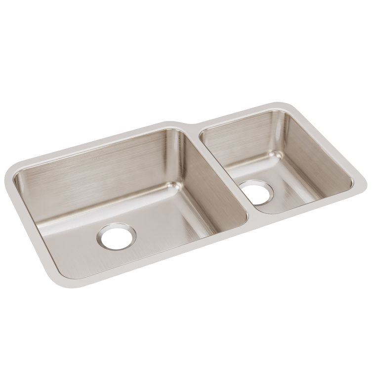 Lustertone 35.25" L x 20.5" W Double Basin Undermount Kitchen Sink