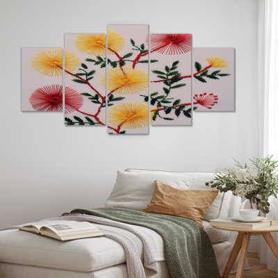 Bonneau - coquelicot, art mural, 5 pièces