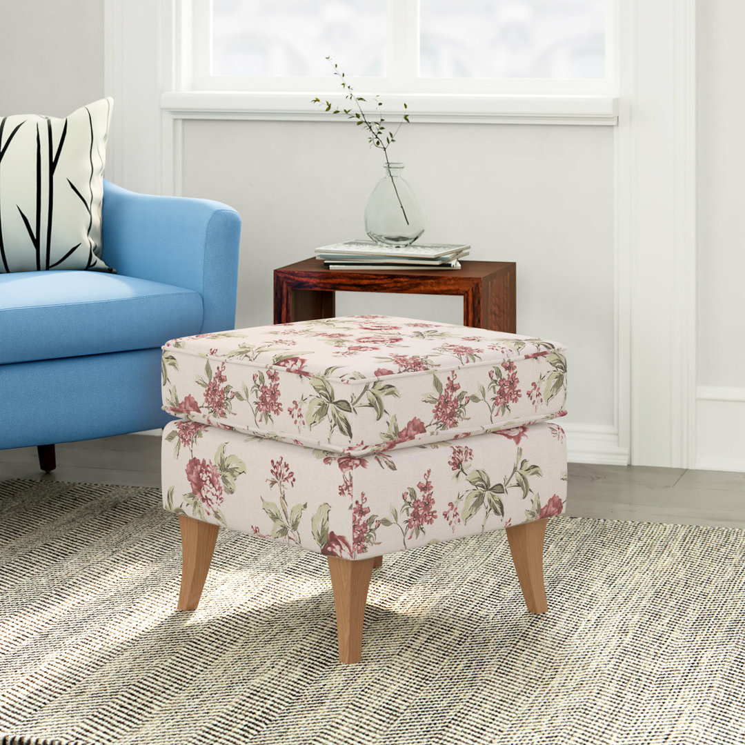 50Cm Wide Square Floral Footstool Ottoman