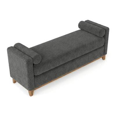 Repose-pieds avec pieds en bois massif et deux coussins décoratifs; Un banc recouvert de sherpa de 66,34 pouces, à placer au pied du lit, dans la chambre à coucher, le salon ou le vestibule