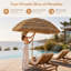Parasol de patio en chaume de 8 pi Tiki, parasol de paille de style hawaïen tropical avec inclinaison et bouton-poussoir, cadre en acier inoxydable, abat-jour extérieur portable pour la cour, la piscine, la plage et le jardin