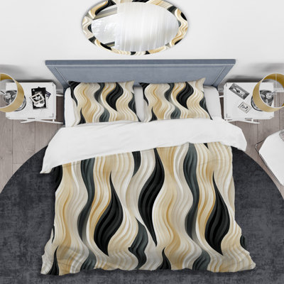 Ensemble de housse de couette à rayures blanches et noires Minimalist Elegance III