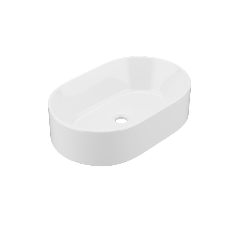 DeerValley 357mm x 555mm Ceramic Oval Countertop Basin White Bathroom Above-Counter Sink Vessel Sink
