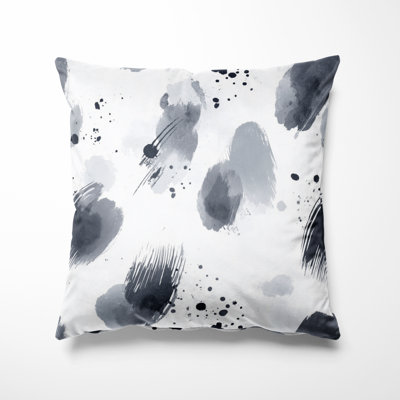 Coussin abstrait à imprimé abstrait gris anthracite