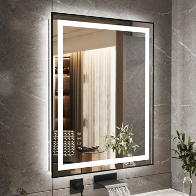 Dokes Super Bright Front & Back LED Lighted Anti-Fog Tempered Glass Bathroom/Vanity Mirror with ETL 