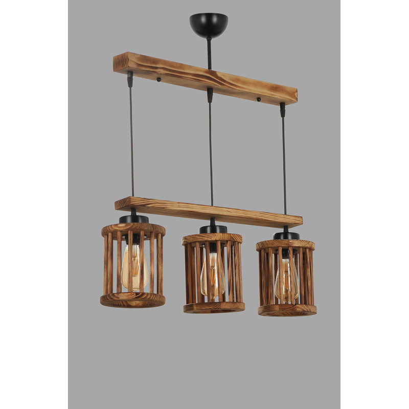 Luminaire suspendu pour îlot de cuisine à 3 lumières Neive, Brun pâle
