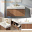 Meuble-lavabo flottant 36 po avec lavabo 36 po, armoire en chêne brun pré-assemblé, plateau en pierre frittée Carrara-1819145066