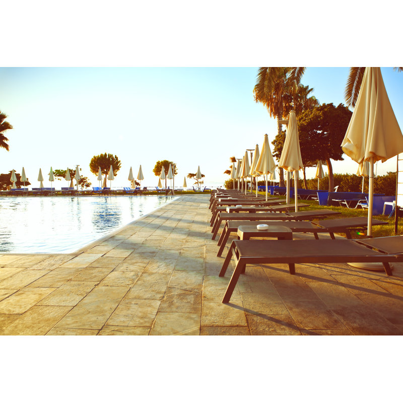 Pool area in the morning, 51cm H x 76cm W