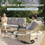 Ensemble de patio extérieur en osier 7 pièces avec table foyer de 44 po et chaises pivotantes-922765105-922765107