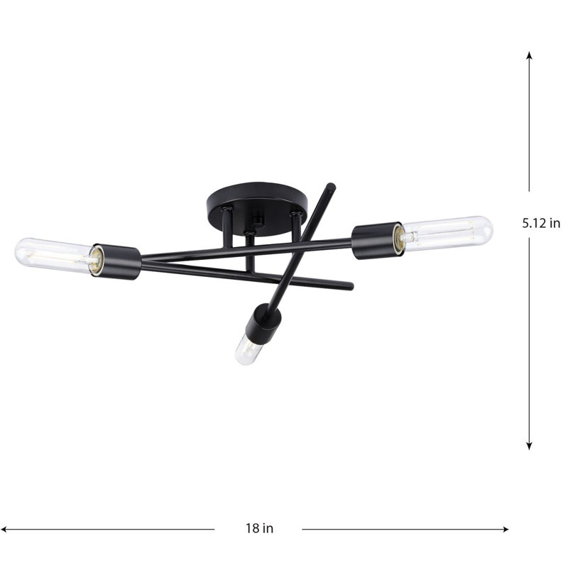 Astra Glass Semi Flush Mount, Matte Black, Matte Black