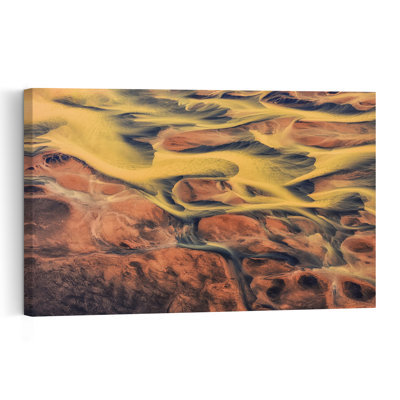 Motifs abstraits de rivière, paysage organique coloré abstrait, impression d'art mural nature
