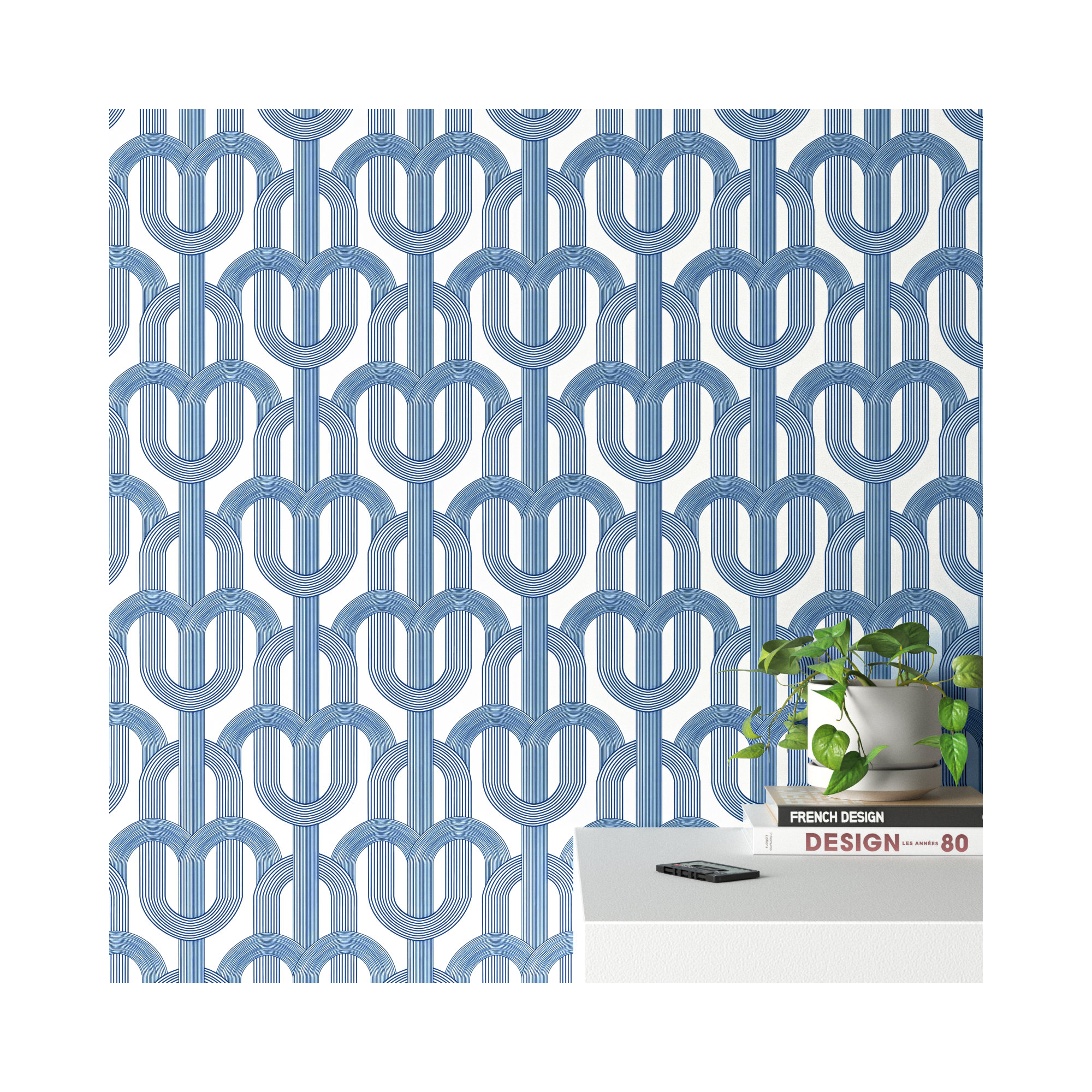 Lattice Peel and Stick Wallpaper, Blue