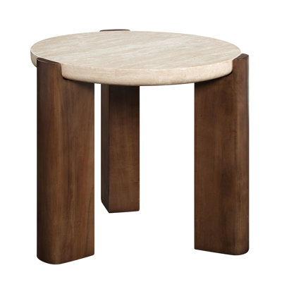 Table de bout en chêne foncé et contemporaine, plateau de 50 mm d'épaisseur, charge de 70 lb, couleur crème, dimensions du produit de 22 po et plateau de table style, capacité, matériau en bois synthétique, taille