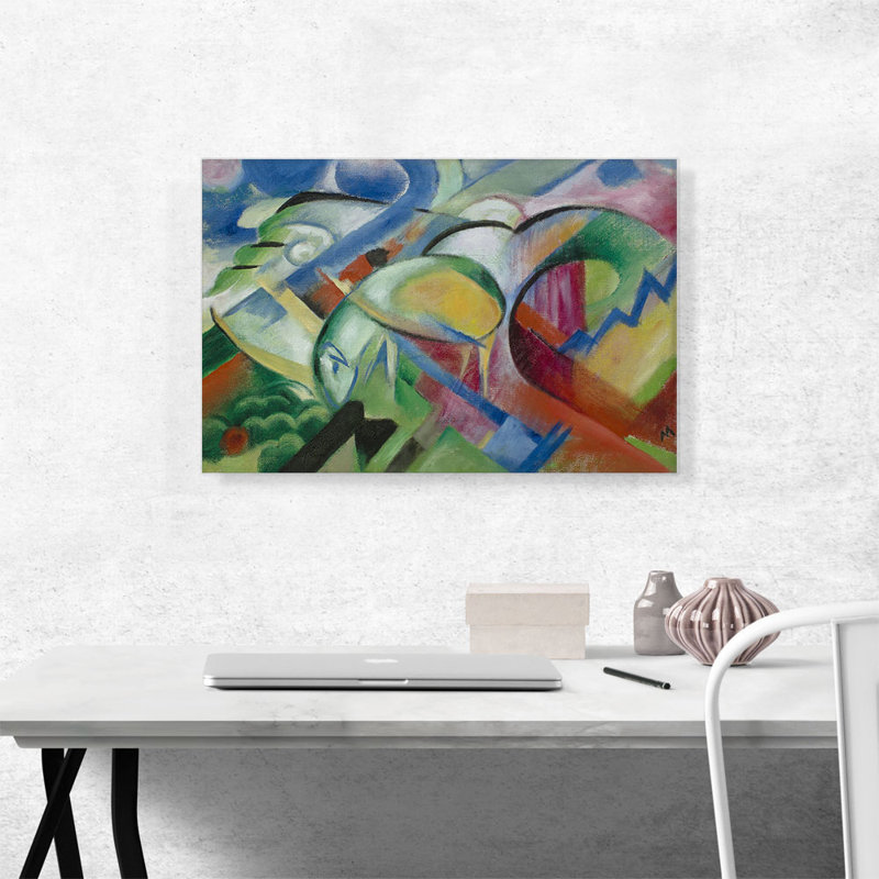 Reproduction d'art sur toile tendue "The Sheep" par Franz Marc, H 18 po x l 26 po x P 1,5 po