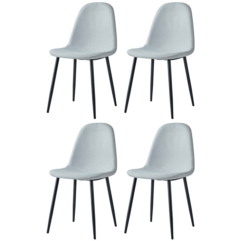 Mose 45cm H Fabric Upholstered Metal Upholstered Back Side Chair in Grey, Black, 4