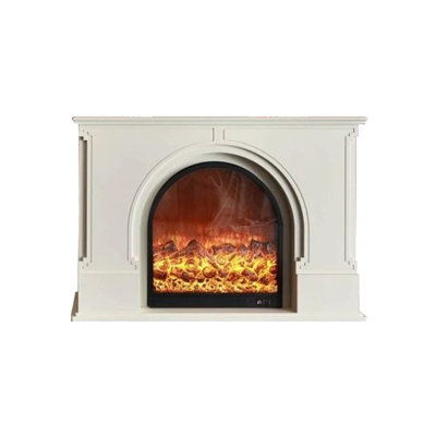 Beige Manufactured Wood Electric Fireplace