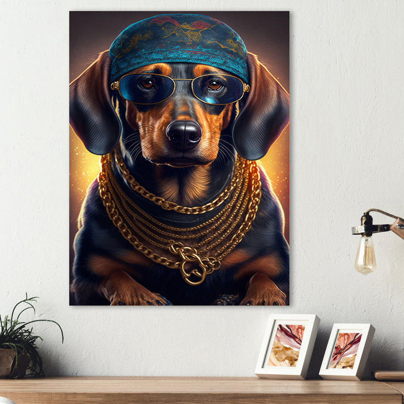 Décoration murale Hibbah Dachshund Gangster In NYC I, H 20 po x l 12 po x P 1 po