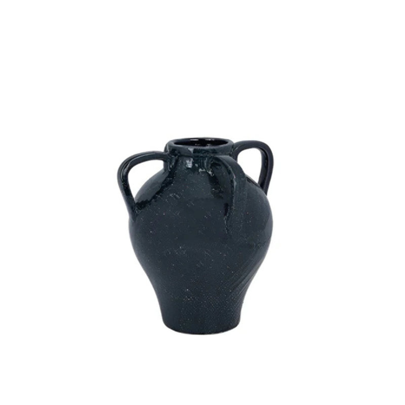 Ceramic Vase , Blue, 9.5" H x 7.75" W x 7.75" D