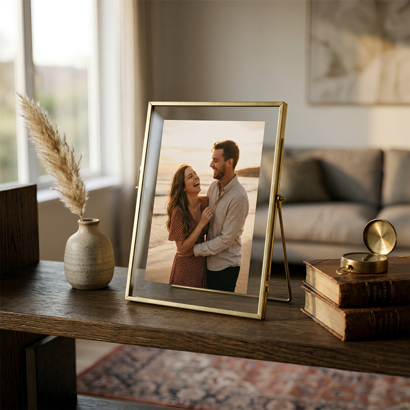 Nicola Spring - Standing Metal Picture Photo Frame, Gold, 15cm x 20cm