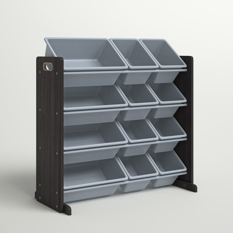 Organisateur de jouets avec bacs Rafael, Espresso/gris