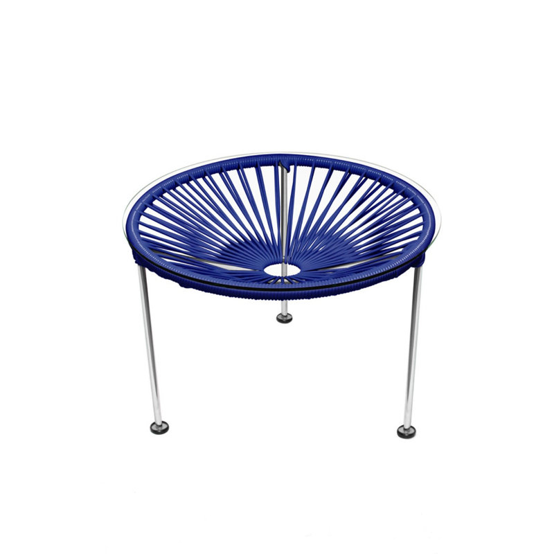 Zicatela Indoor Handmade Coffee Table, Deep Blue, Chrome
