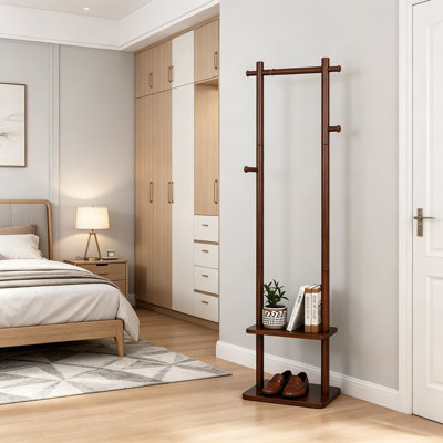Portemanteau en bois autoportant, porte-manteau sur pied avec base robuste pour entrée, salon, chambre à coucher, assemblage facile