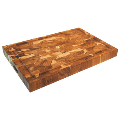 EcoDecors FSC Certified, Reversible End Grain Solid Teak Wood Cutting Board, for Snacks, Cheese, Garnish & Kitchen Prep, 14x10