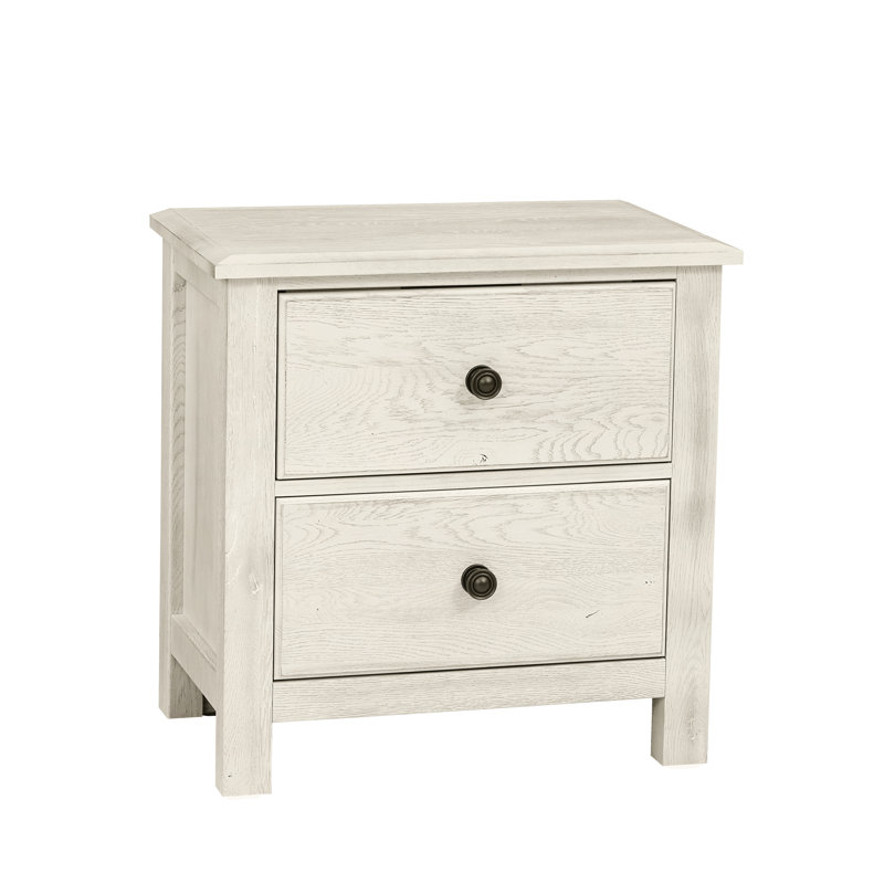 Lewin 2-Drawer Nightstand, Blanc patiné