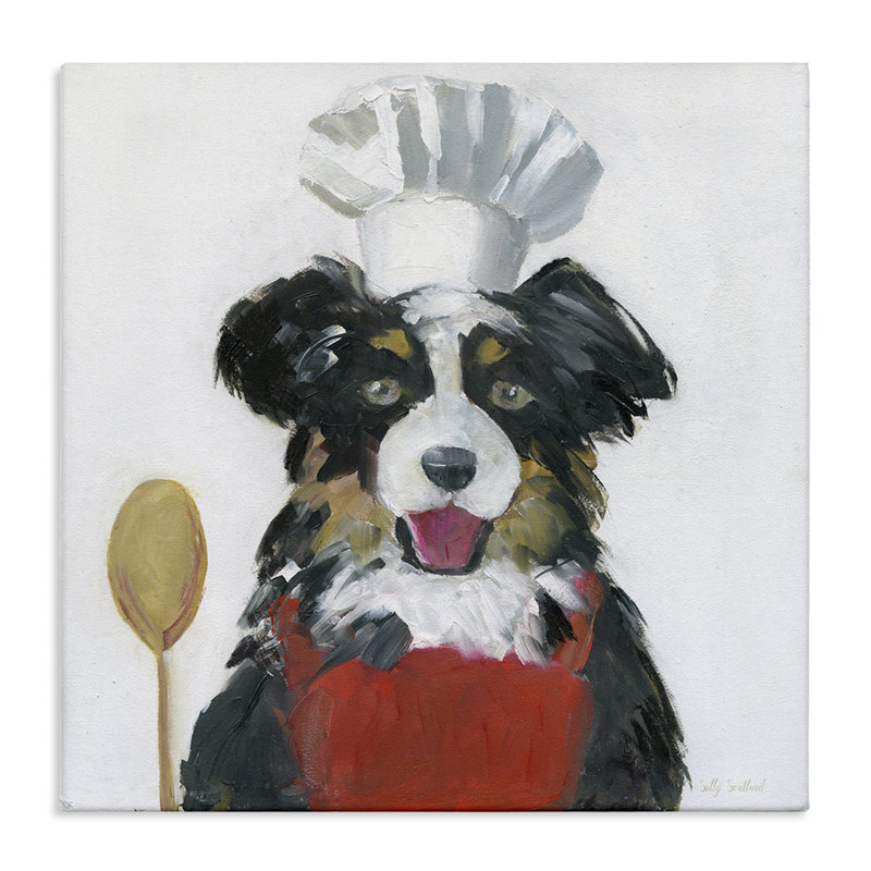 Art mural sur toile Chef Dog, design par Sally Swatland, H 36 po x l 36 po