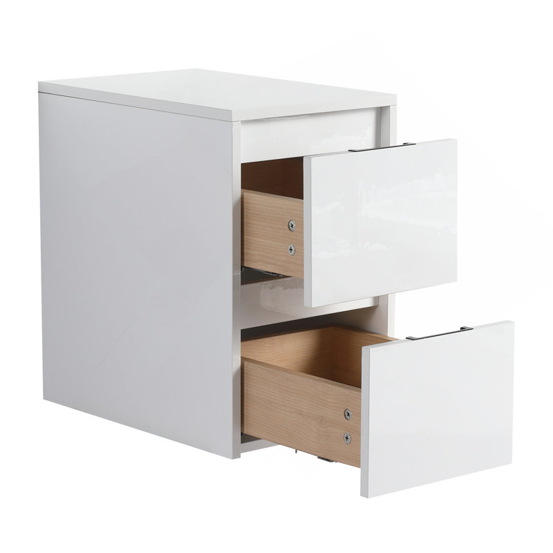 Armoire de salle de bain 12 po, 2 tiroirs à fermeture en douceur, fixation flottante, blanc brillant