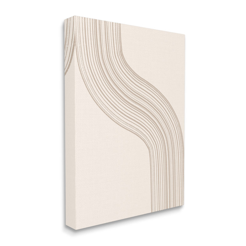 «Minimal Retro Curved Stripes Neutral Beige Tones» par Lettré et doublé - impression sur toile tendue, Toile tendue