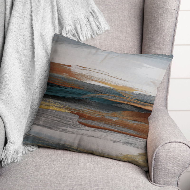 Coussin intérieur / extérieur bleu marine et rouille, H 14 po x l 20 po, Rectangle