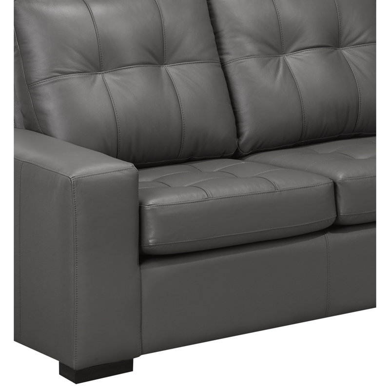 Canapé modulaire en cuir Yeprad, Face à la droite, Cuir gris foncé assorti