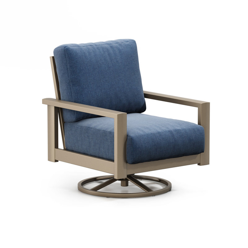 Elements Cushion Outdoor Swivel Lounge Chair, Niko, Blue Tweed