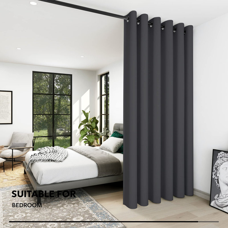 Penkridge Room Darkening Curtain Single Panel, 80" W x 84" L, Dark Gray