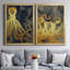 Octopus Ink Gold & Blue I - ensemble de 2 reproductions d'art sur toile encadrées-2126242693-2126242703