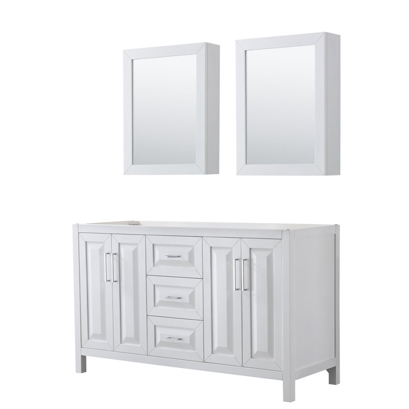 Daria 60'' W Double Vanity, White, White Cultured Marble, Matte Black